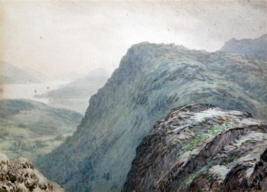 William Gershom Collingwood (1854-1932) Autumnal mountain landscape 10.5 x 14.5in.